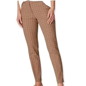 NWT J. Jill Premium Bi Stretch Size 6 Brown Plaid Trousers Pants Cotton Casual